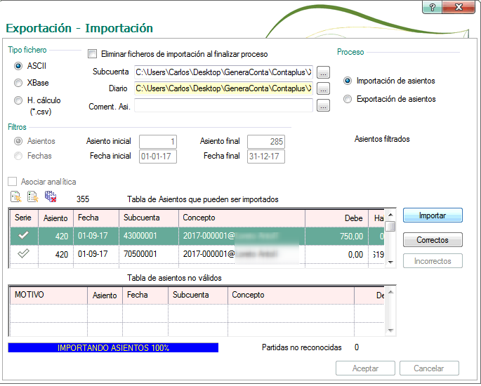 Verificación final antes de importar